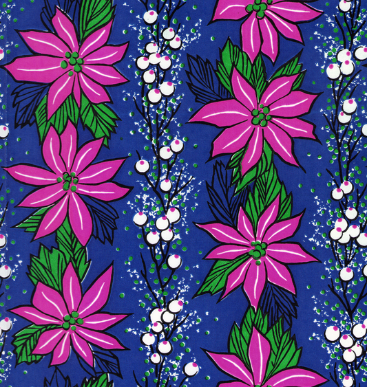 Pink poinsettias on blue
